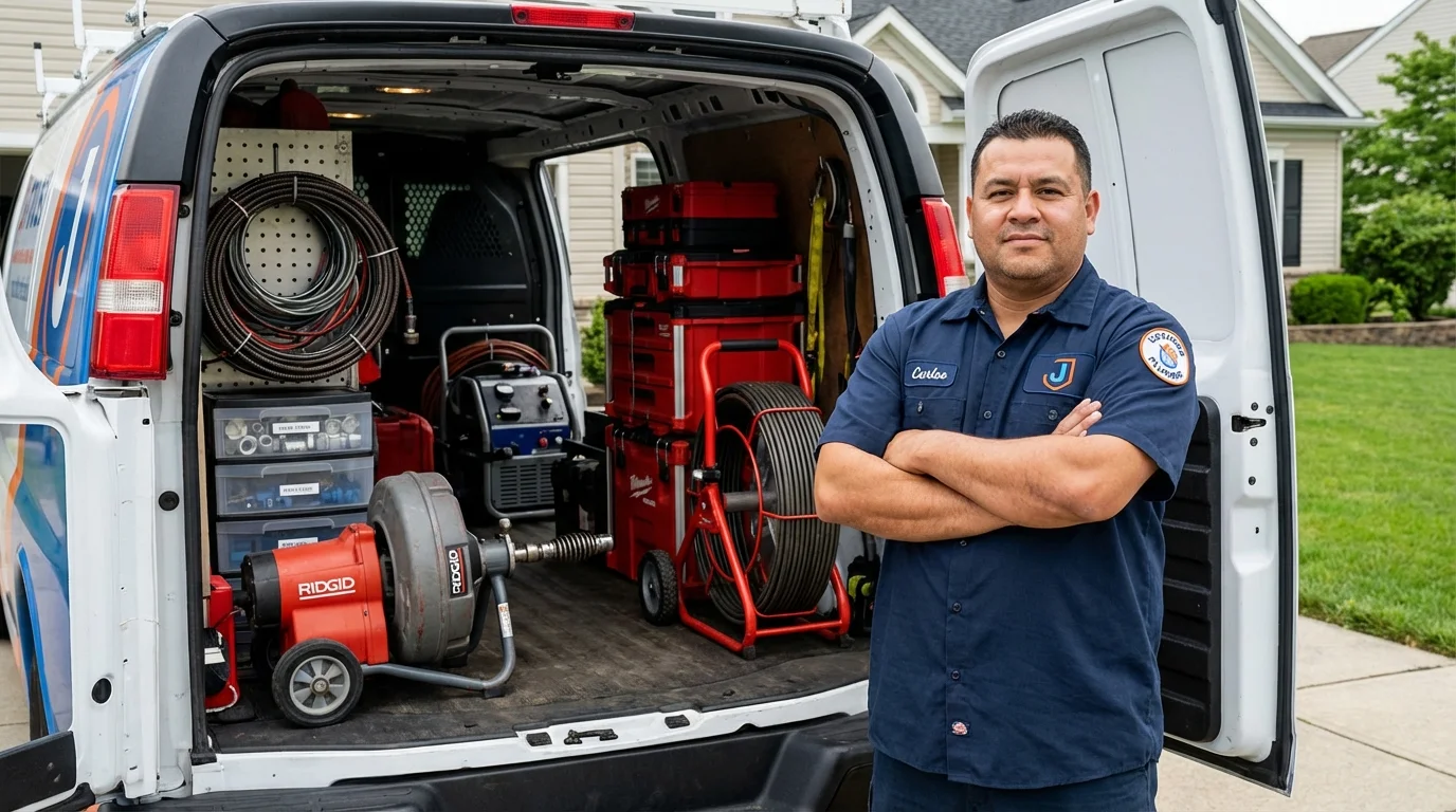 Professional drain cleaning equipment and Johns Plumbing LLC plumber in Forest Park