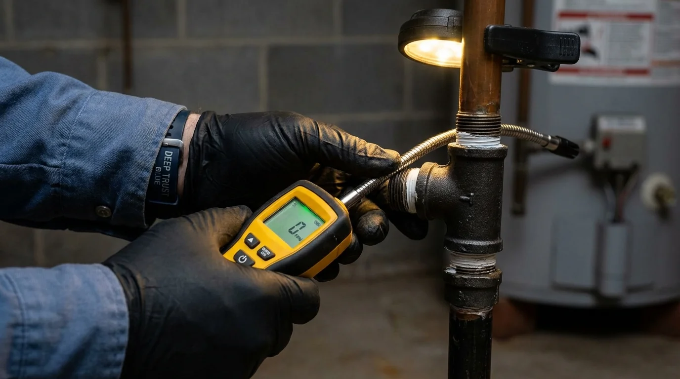 Gas leak detection with electronic sniffer by Johns Plumbing LLC in Forest Park