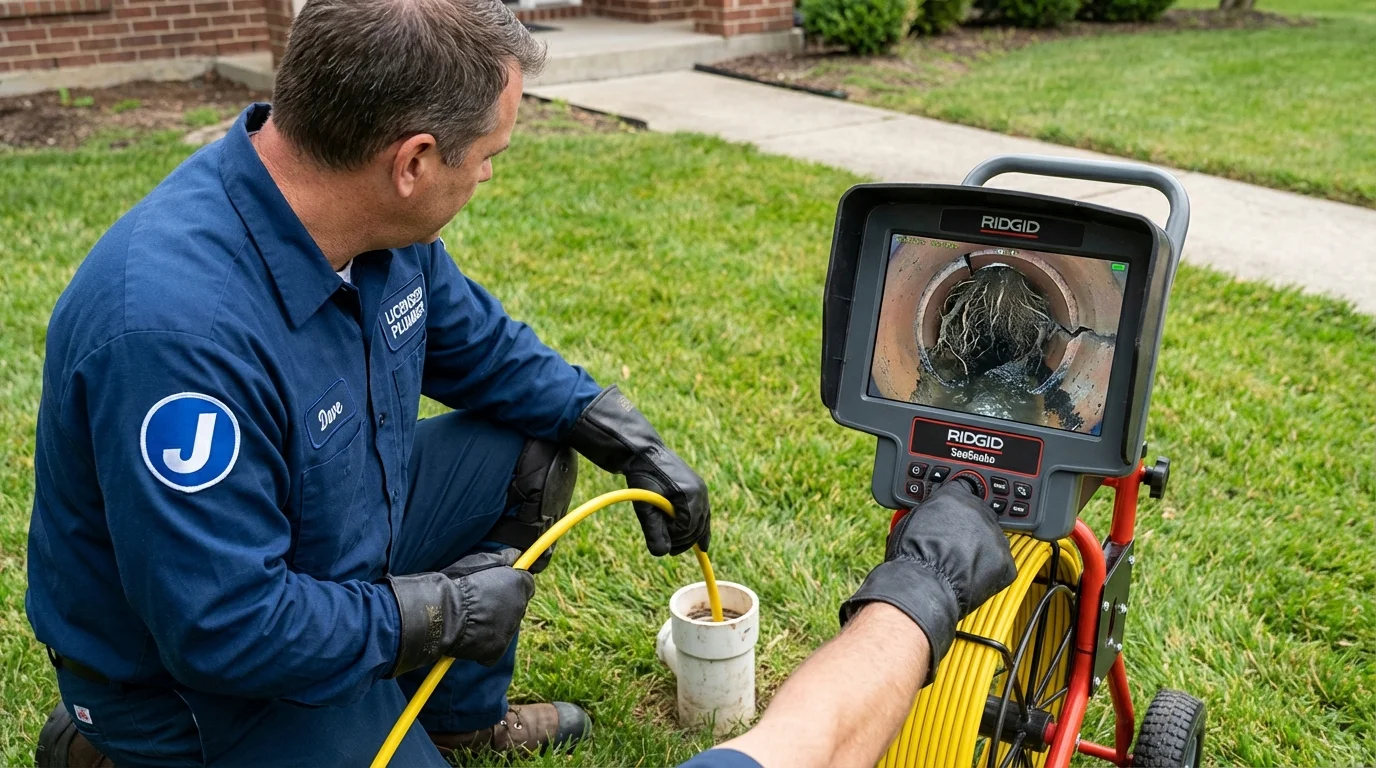Sewer camera inspection being performed by Johns Plumbing LLC in Forest Park