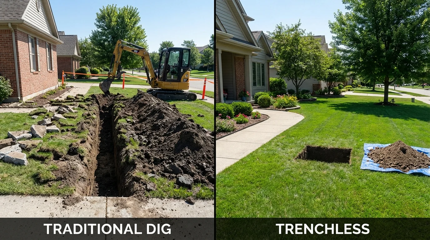 Trenchless sewer repair with minimal yard damage versus traditional excavation in Forest Park, GA